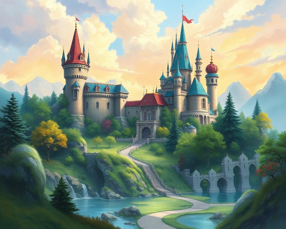 Animation background painting of a castle